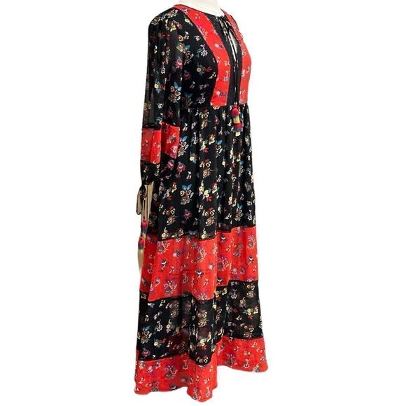 Rebecca Minkoff Women’s Floral Sheryl Maxi Dress in the Size Medium in Red/Black - Picture 3 of 16
